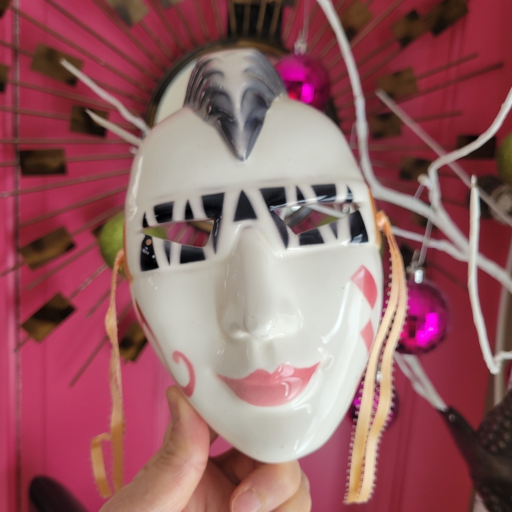 Ceramic Mask ~ Punk Rock ~ Mardi Gras ~ 1980s? ~ Studio 54 Glam! Fun! - Picture 9 of 16